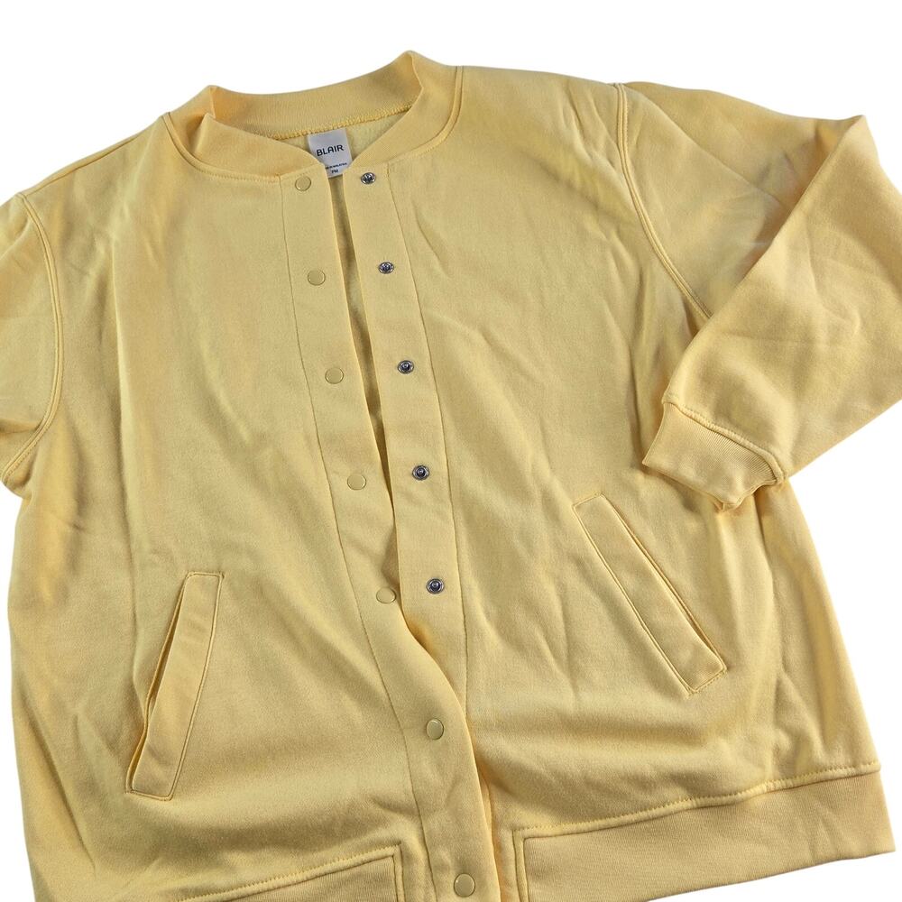 Blair Fleece Jacket Cardigan Snap Front Butter Yellow Size Petite Medium Pockets - Picture 6 of 10